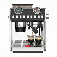 Mesin Kopi Espresso Stainless Steel Komersial dengan Penggiling Terintegrasi, Dual Boiler, dan Steam Wand untuk Kedai Kopi
