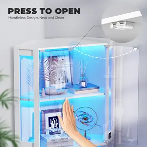 ארון תצוגה פינתי מואר בגודל 65 אינץ' עם תאורת לד תלת-גונית (ויטרינה עם דלת זכוכית) - Product Image 2