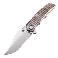 Couteau de poche pliant tactique de survie en acier VG10 premium, avec roulement à billes en céramique encastré en titane TC4, 60 HRC, motif flamme, OEM