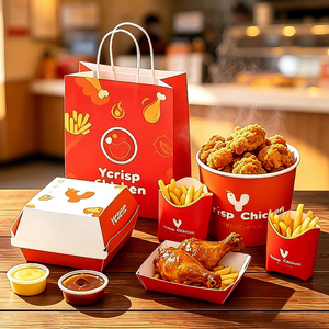 Caja de Papel Personalizada para Comida para Llevar, Pollo Frito, Hamburguesas, Pescado y Patatas Fritas, Caja de Embalaje para Comida Rápida - Product Image 6