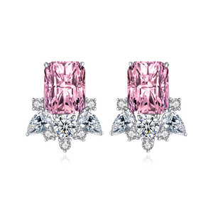 Meilleures ventes de bijoux, boucles d'oreilles en argent plaqué, forme géométrique, micro-incrustation de diamants, zircon carré pour femmes - Product Image 4