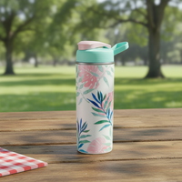 Bouteille d'eau réutilisable pour enfants, sans BPA, 330 ml, écologique, isolée, à double paroi, avec paille et couvercle rabattable