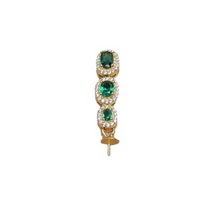 Pendentif en argent S925 avec zircon vert, perle DIY, plateau d'accessoires 7-13, pendentif de tête JG5271, composants vides pour bijoux - Product Image 3
