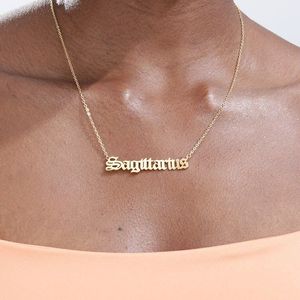 Collana Minimalista con Ciondolo Oroscopo in Acciaio Inossidabile e Catena a Maglie, Nuovo Design per Feste, 12 Gioielli, Regali di Amicizia per Donne - Product Image 3