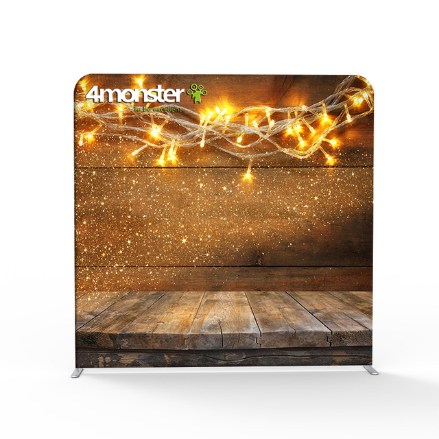 Portable Custom Printed Dye Sublimation 8ft 8x8 10ft Stretch Tension Fabric Wrinkle Free Photo Booth Backdrop Straight Type