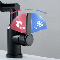 Robinet de lavabo de salle de bain moderne monotrou pivotant à 1080 degrés avec bras étendu à rotation universelle universel pour usage en cuisine