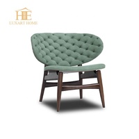 Fauteuil de salon de luxe 2027 avec pieds en bois, fauteuil de détente individuel, fauteuil d'appoint en cuir capitonné