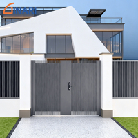 Portail piétonnier en aluminium thermolaqué blanc, moderne, à lattes espacées, pour entrée de villa, cour, usage résidentiel