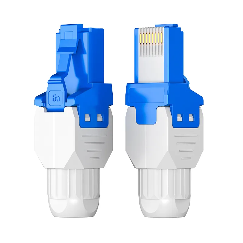 Rj45 8p8c tanpa sentuh cat.6 atau cat.6a alat Gratis steker cat5e cat6 rj45 konektor dengan kabel ethernet