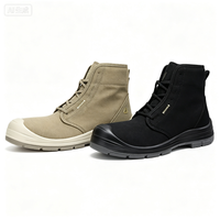Bottes de sécurité anti-coupure en toile recyclée avec embout en acier et semelle intermédiaire anti-perforation pour hommes – Noir Kaki