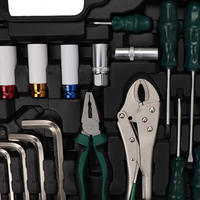 Kit d'outils de réparation automobile professionnel de 142 pièces, en acier inoxydable, ensemble d'outils combinés manuels de bricolage avec étui rigide, valise à outils roulante