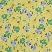 Kain Tenun Katun 100% Latar Belakang Kuning Motif Bunga Kecil untuk Pembuatan Pakaian