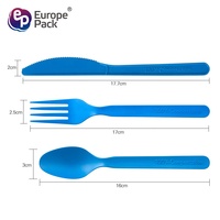 Ensemble de couverts multicolores réutilisables Cuillères en plastique PLA Fourchettes et couteaux Ensemble de couverts avec serviette