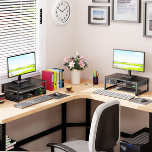 2-Tier Office Desk Organizer and <b>Accessories</b> <b>Computer</b> Monitor Stand with Drawer and 2 Pen Holders - Product Image 3