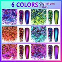 BANGSAI Paillettes de Mica Caméléon 6 Couleurs, Effet de Changement de Couleur, Paillettes Iridescentes pour Artisanat en Résine, Nail Art, Peinture, Époxy, Gobelets DIY