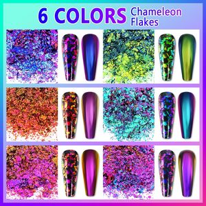 BANGSAI Chameleon Mica Flakes 6 Colors Color Shift Iridescent Glitter Flakes for Resin Craft Nail Art Painting Epoxy Tumbler DIY - Product Image 2