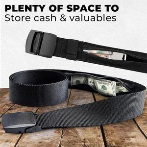 Ceinture en soie tressée antivol pour voyager, pour femmes et hommes, porte-monnaie caché portable, 120 cm, polyester/coton, noir - Product Image 2