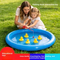 Ensemble de pêche gonflable magnétique en PVC pour enfants, pour intérieur/extérieur, avec canne à pêche, jeu aquatique parent-enfant suspendu