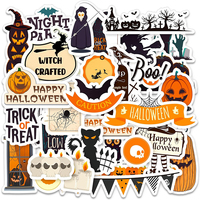 Personalizado de alta calidad impermeable Halloween Feliz Festival decoración brillante fantasma murciélago diablo vinilo troquelado pegatinas etiquetas