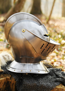 Casco medieval cerrado ca. del siglo VI Armadura de Caballero de Acero 1520, Época Renacentista, Principios del Siglo XVI, Casco Histórico Usable - Product Image 4