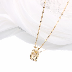 Collier pendentif de luxe en acier inoxydable plaqué or avec zircon et moissanite, idéal pour femme, cadeau d'anniversaire pour épouse - Nouveauté 2024, Vente Flash - Product Image 5
