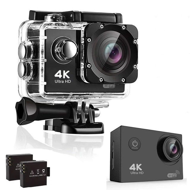 Outdoor Pocket Mini Action Camera Ultra Hd Hot Selling 16MP 4K WiFi Waterproof Action Camera with 2 Rechargeable Batteries Kit