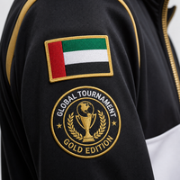 Écusson tissé personnalisé pour tournoi, thermocollant, pour clubs sportifs, avec bordure surjetée, pour vestes de sport, casquettes et uniformes
