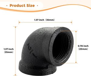 1/<span class=keywords><strong>2</strong></span>インチ ブラックパイプ継手 エルボ 工業用鉄パイプエルボ スチームパンク ヴィンテージ棚ブラケット DIY配管用 - Product Image 3