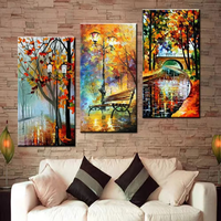 Seni Dinding Abstrak Modern Warna-warni Daun HD Poster Minyak 100% Lukisan Tangan Dekoratif untuk Kamar Tidur Keluarga Ruang Tamu