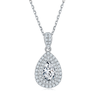 Ensemble de bijoux en diamant Moissanite 1Ct plaqué or blanc 925 ensemble de bijoux collier et boucles d'oreilles en forme de larme pour femmes en argent Sterling