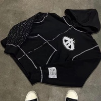 Premium Kalın Kutulu Kesim Fermuarlı Kapüşonlu Sweatshirt Özel Logo Nakışı Büyük Beden Fermuarlı Kapüşonlu Sweatshirtler Tasarımcı Ağır Pamuklu Taşlı Kapüşonlu Sweatshirt