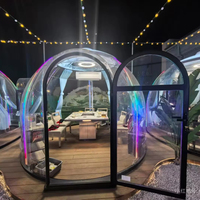 Tente de maison à bulles extérieure moderne de 4.5m de diamètre dôme sphérique en polycarbonate transparent cadre en aluminium étanche étoilé