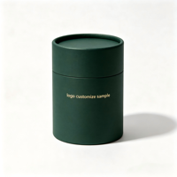Boîte Cadeau Cylindrique de Luxe Vert Foncé en Papier Artistique Gaufré, Tube Personnalisé avec Logo pour Emballage Premium de Thé, Café et Snacks