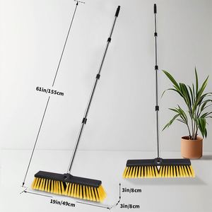 Brosse à sol à long manche et poils durs, brosse de nettoyage pour carrelage, brosse à récurer les sols extérieurs, brosse de nettoyage pour sols de salle de bain - Product Image 2