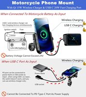 Support de téléphone pour moto antivol avec chargeur USB, support de téléphone portable pour moto étanche avec chargeur sans fil et type-C