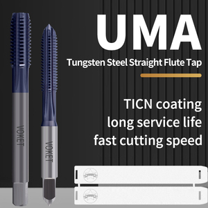 VOKET Liga Carboneto de Tungstênio Aço Straight Groove Tap UNC UNC UNC UNF 4-40 6-32 8-32 10-24 1/4 3/8 1/2 Torneiras de Rosca Máquina - Product Image 3