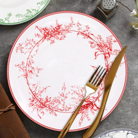 Service de table de luxe en porcelaine fine, motif muguet vert, assiettes à steak, bols à soupe, tasses et soucoupes pour décoration de mariage