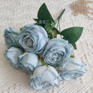 Bouquet de roses artificielles Jinxi à 7 têtes, fleurs en soie pour décorations de mariage et de maison - Product Image 3
