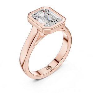 2CT 18K Rose Gold Emerald Cut Lab Grown Diamond Bezel Modern Engagement Ring Custom Fine Jewelry Wedding Ring IGI Certified - Product Image 1