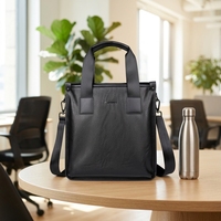 Borsa a tracolla verticale da uomo in pelle PU nera premium, resistente, con tracolla regolabile, grande capacità, personalizzabile con logo aziendale