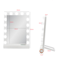 Miroir de maquillage LED lumineux à commande tactile, miroir de coiffeuse de bureau avec haut-parleur, miroir cosmétique en verre ABS pour chambre à coucher et table de maquillage