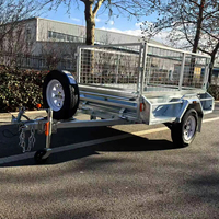 Remorque utilitaire à plateau plat à essieu unique galvanisée certifiée CE DOT EEC avec cage en treillis détachable, capacité de charge de 2000 kg, dimensions 7*4/7*5/8*5
