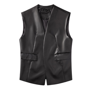 Couleur unie <span class=keywords><strong>sans</strong></span> manches PU lâche <span class=keywords><strong>grande</strong></span> <span class=keywords><strong>taille</strong></span> femmes <span class=keywords><strong>gilet</strong></span> haut <span class=keywords><strong>gilet</strong></span> <span class=keywords><strong>gilet</strong></span> en cuir <span class=keywords><strong>gilet</strong></span> - Product Image 3