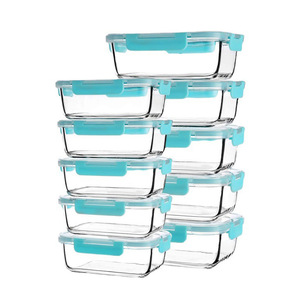 Caja de conservación de vidrio <span class=keywords><strong>Rectangular</strong></span> de grado alimenticio, cuenco de almuerzo con calefacción de microondas sellado especial, tapa Compatible con refrigerador, cocina - Product Image 3