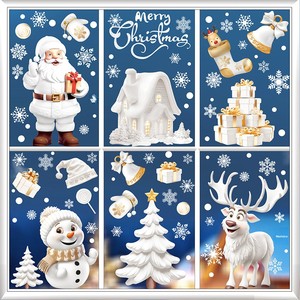 Pegatinas de PVC Antiestáticas Navideñas en Oferta, Nuevo Estilo, Adhesivos Decorativos para Ventanas, Puertas y Paredes con Diseño de Alce Blanco y Muñeco de Nieve, Decoración para el Hogar - Product Image 2