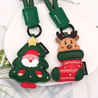 Cadeau de Noël fait main, pendentif porte-clés en polyuréthane, motif dessin animé mignon, sapin de Noël, Père Noël, chaussette, renne