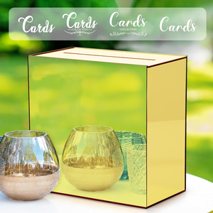 Scatola per Biglietti di Matrimonio in Acrilico Specchiato Oro Rosa Metallizzato con Fessura, Vuota Senza Stampa |   Cassetta per Auguri e Denaro Fai-da-Te per Ricevimenti di Nozze - Product Image 3