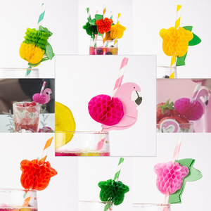 Pink Pineapple Party Paper <b>Straws</b> Biodegradable Single Use Creative Beverage Dessert Decorations Cross Border - Product Image 2
