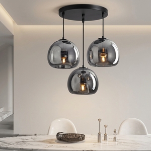 Lampes suspendues en <span class=keywords><strong>verre</strong></span> E27 dorées et grises pour salon, lampes suspendues au plafond LED, style nordique moderne minimaliste, lampes suspendues pour chambre à coucher - Product Image 1