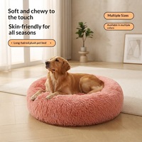 Couleurs personnalisées OEM ODM, lit rond pour animaux de compagnie en peluche douce, respirant, chaud, pour toutes les saisons, tapis en forme de donut